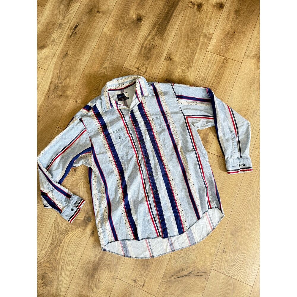 WRANGLER xl vintage VTG x-long Tails Western 1990's print stripe americana